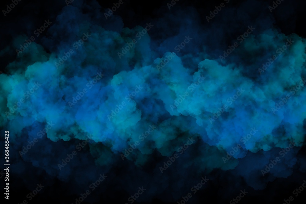 3d blue color splash on abstract black background