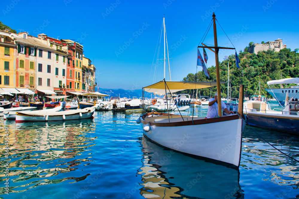 boats in the harbor at Portofino, Italy