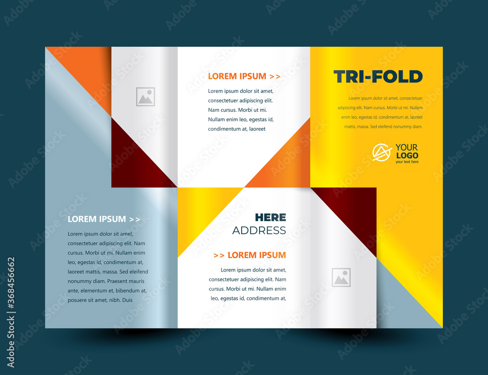 Tri-fold Triangles and Squares theme design template cover brochure. Cmyk profile color Tri-fold Triangles and Squares theme design template cover brochure. Cmyk profile color