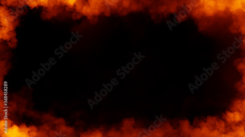 Frame of real fire flames burn motion smoke . Border isolated texture overlays. Film effect.