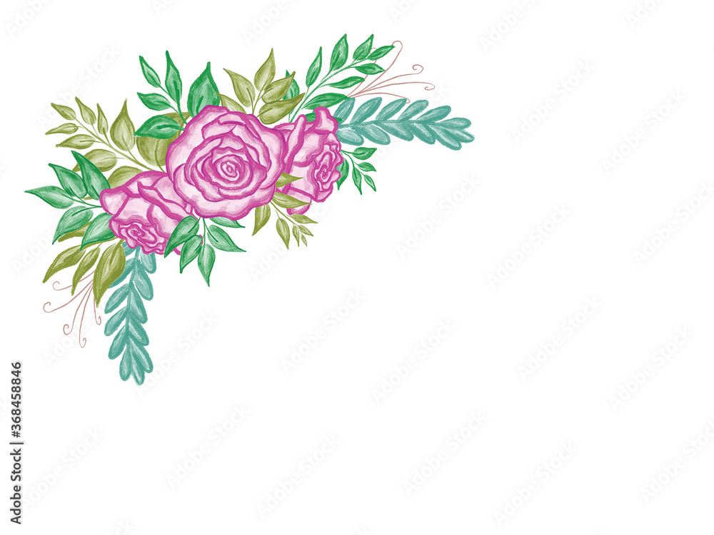 Flowers on white background. Flowers for decoration, frames
