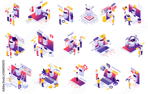 Chatbot Messenger Isometric Set