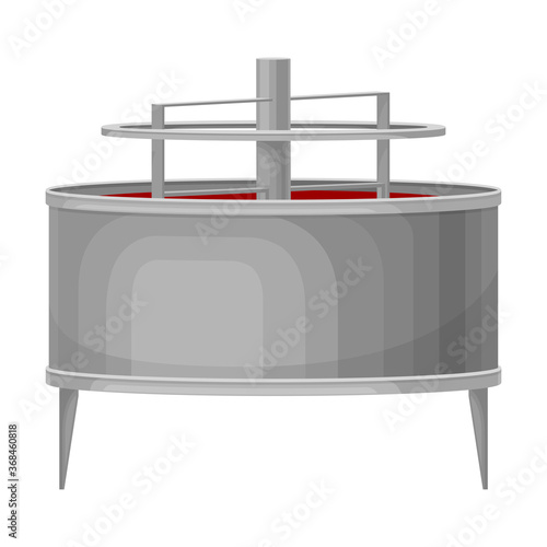 Ketchup Manufacturing with Tomato Sauce Mixing in Tank Process Vector Illustration