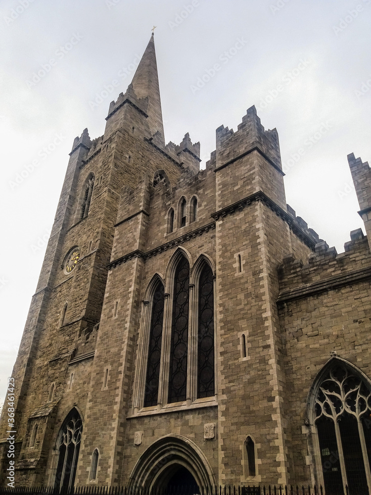 Outside of St. Patrick's cathedral in Dublin, Ireland.