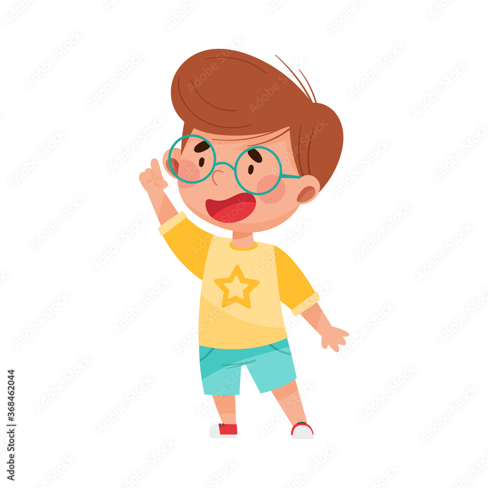 Red Haired Boy Character Pointing at Something with His First Finger Vector Illustration Red Haired Boy Character Pointing at Something with His First Finger Vector Illustration
