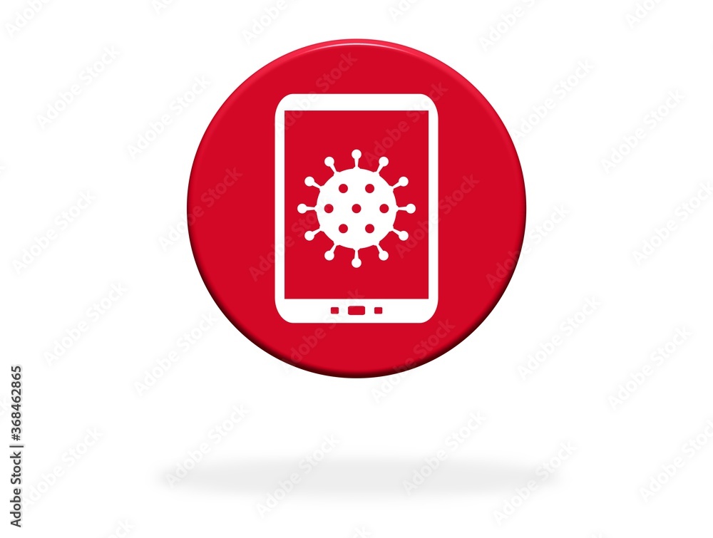 Coronavirus App - Roter Button mit Smartphone Icon Coronavirus App - Roter Button mit Smartphone Icon
