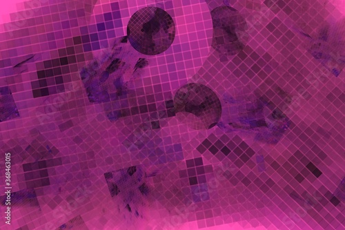 Pink and black squares in the form of an abstract mosaic, background for design and decoration