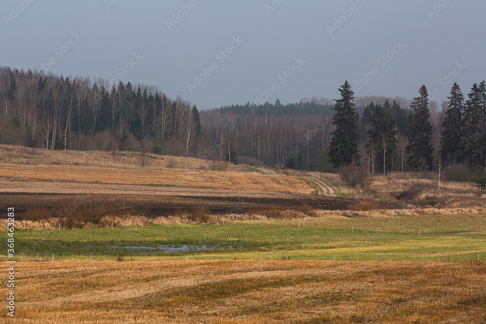 autumn landscapes with clouds, fields and forests autumn landscapes with clouds, fields and forests