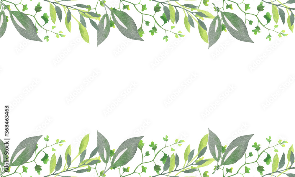 greeting card, invitation with branches and leaves