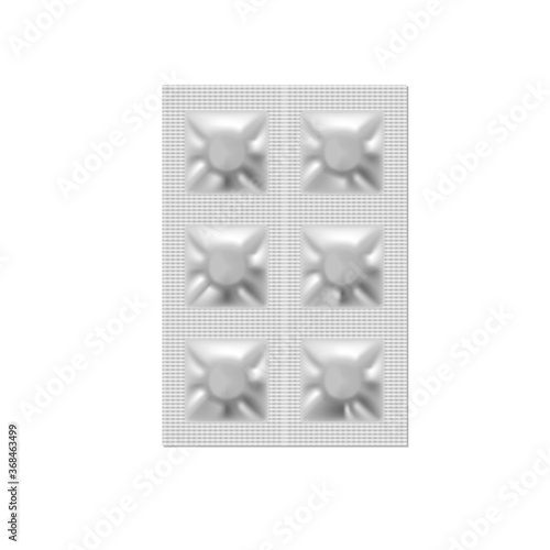 Realistic Silver Drugs Pack. Tablets In Blister