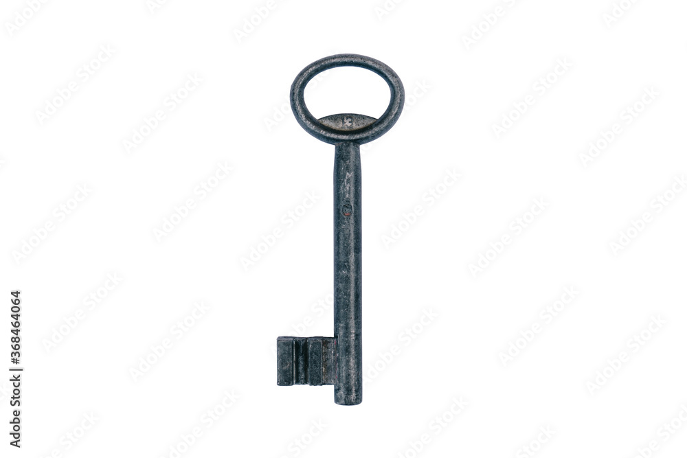Old metal door key isolated on white. Old metal door key isolated on white.