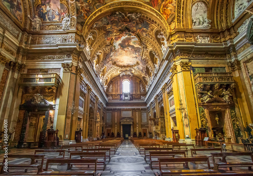 Rome, Italy - home of the Vatican and main center of Catholicism, Rome displays dozens of historical, wonderful churches. Here in particular the Church of the Gesù cathedral 