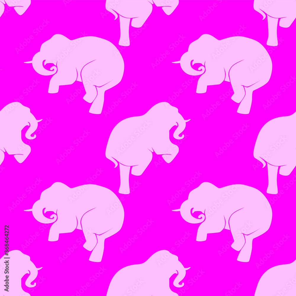 Fototapeta premium seamless pattern of dancing elephants on a pink background. Vector image