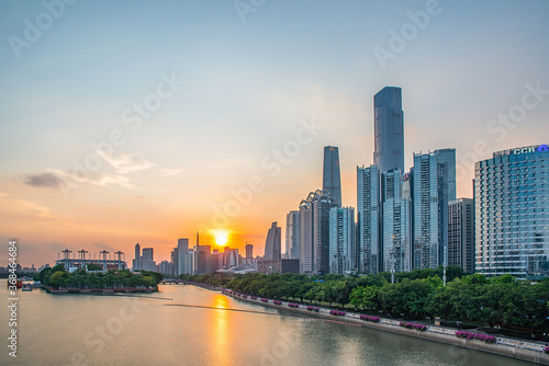 Guangzhou city scenery at dusk