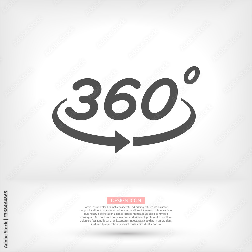 360 degree view vector icon isolated on white background Sign icon 360 degree angle. vector icon Geometric math symbol. vector icon full rotation 360 degree view vector icon isolated on white background Sign icon 360 degree angle. vector icon Geometric math symbol. vector icon full rotation