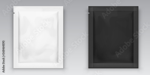 Foil Pouch Packaging. White And Black Sachet