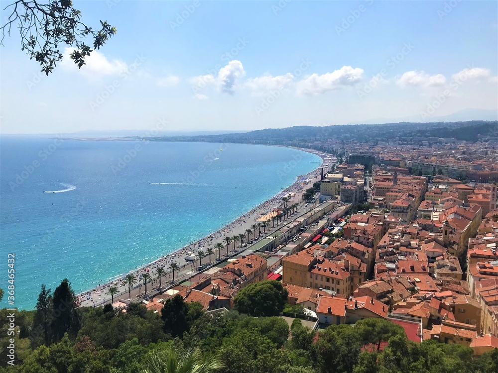 Obraz premium Panoramic view of sea, coast and city, Nice, South of France