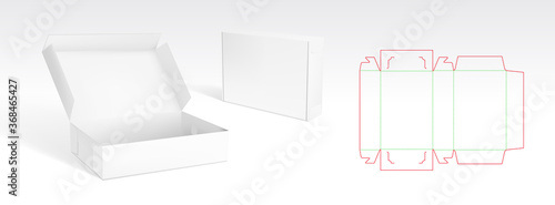 Box With Flip Lid Packaging Die Cut Template