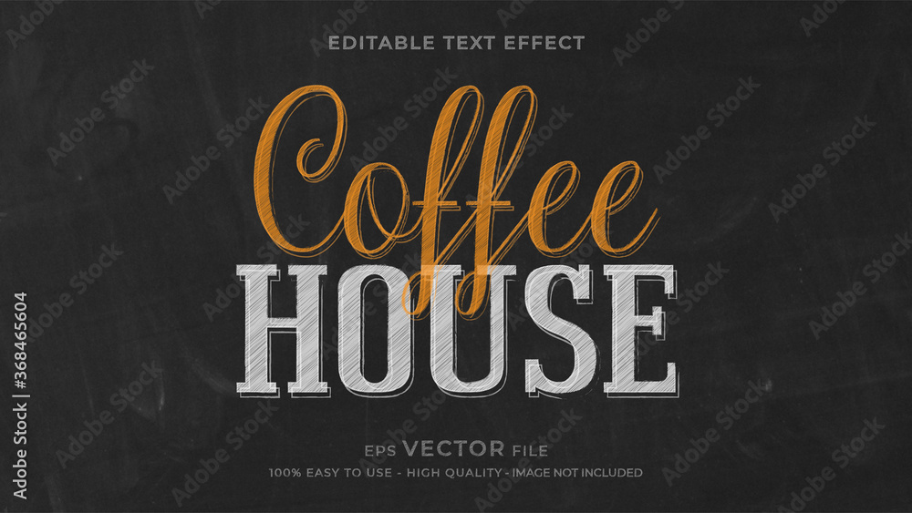 Coffee house chalk premium editable text effect - obrazy, fototapety, plakaty 