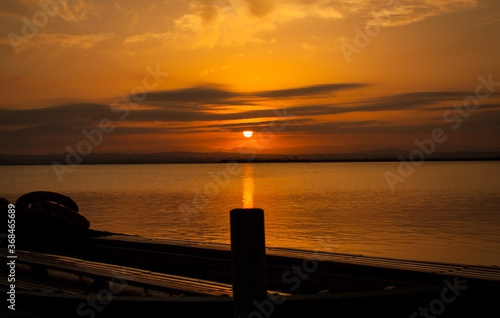 Nice sunset on the Albufera lake in Valencia  Spain