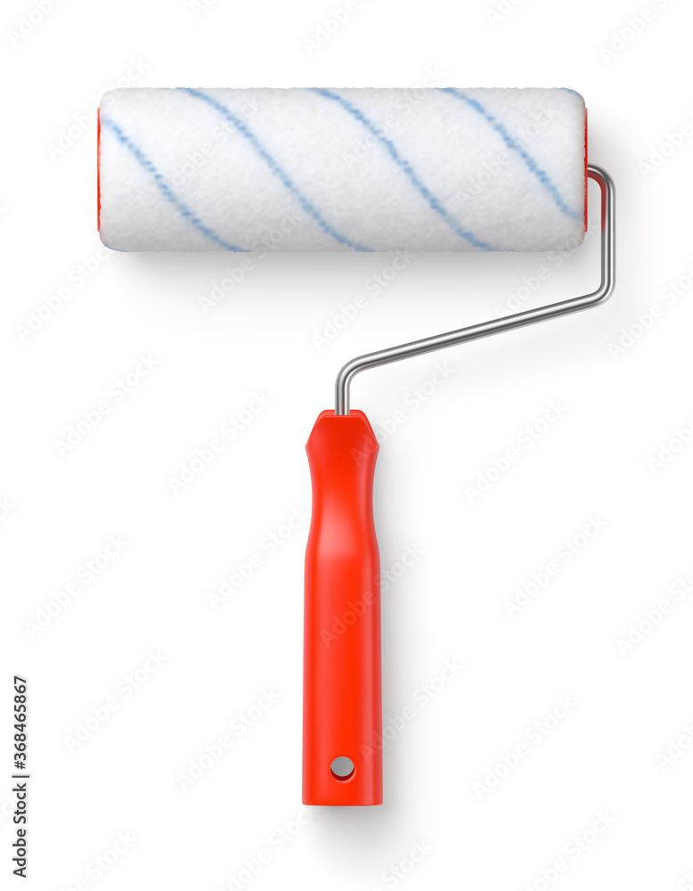Obraz premium Rouleau à peinture vectoriel sur fond blanc
