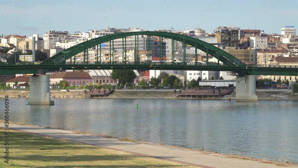 River Sava and Old Sava bridge in Belgrade, Serbia River Sava and Old Sava bridge in Belgrade, Serbia