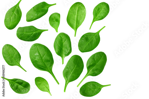spinach leaves on wooden background. Healthy food. Top view. © Dmytro