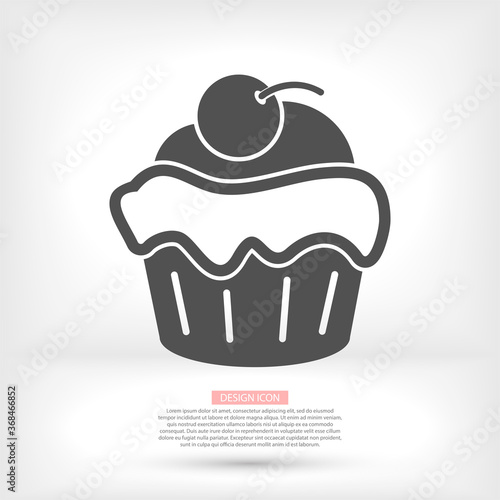 Cupcake vector icon. Two-tone version of cupcake vector icon on white and black background. vector icon Small cake designed to serve one person vector icon .