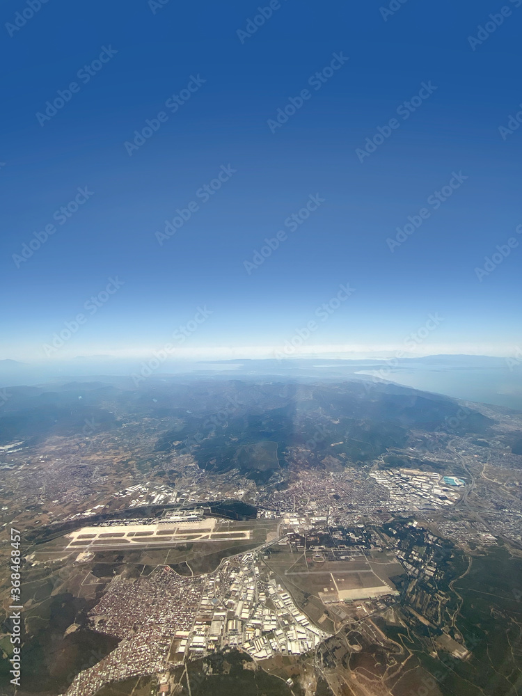 Aerial view of Izmir Adnan Menderes Airport.