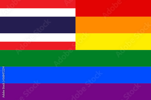 flag of thailand with rainbow flag. proportion 2:3 