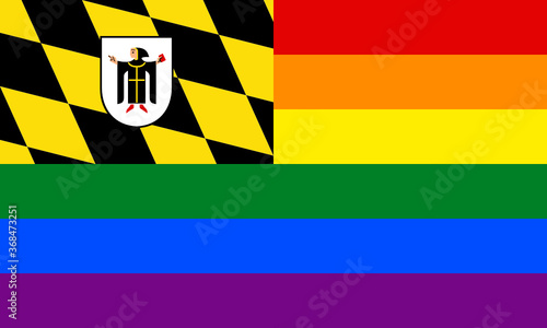 flag of munich with rainbow flag. proportion 3:5
