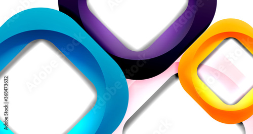 Square geometric vector abstract background, dynamic modern minimal template. Multicolored square shapes with round corners overlapping each other