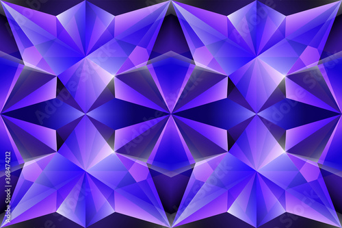 abstract blue background with triangles in the form of a bright geometric crystal with highlights