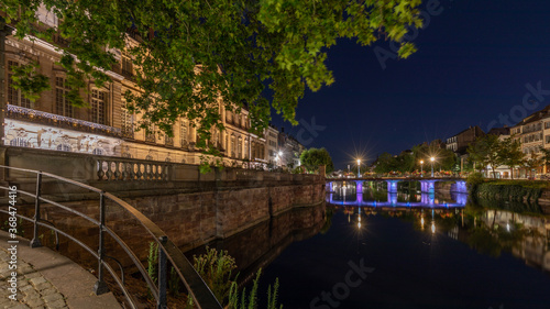 Alsatian architecture Reflection at night in Strasbourg in France