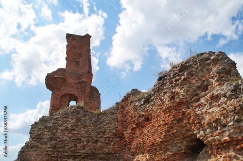 Ruins of a medieval Gothic castle in Besiekiery near Leczyca, Poland photo