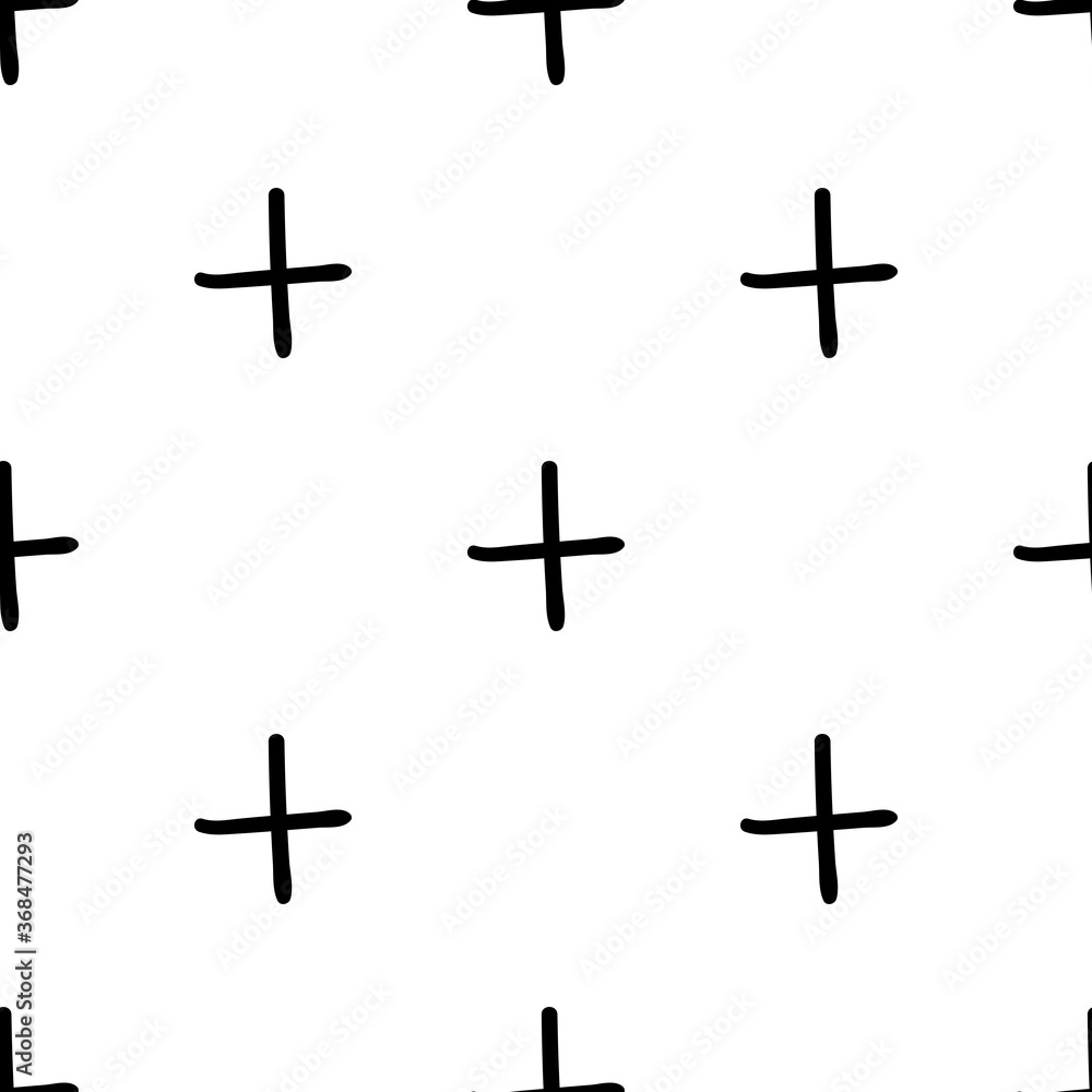 Cartoon doodle cross seamless pattern. Infinity geometric background. Wrapping paper. Vector illustration. 