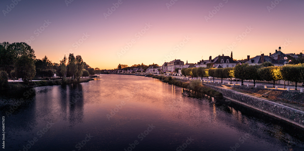 Loire valley at dusk in Montrichard