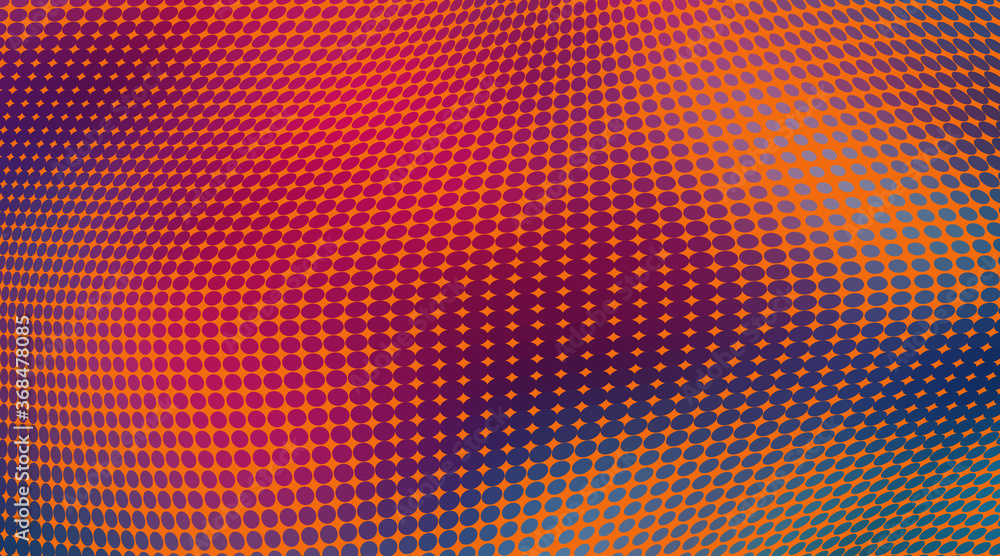 Naklejka premium Halftone wave color texture. Vector chaotic background