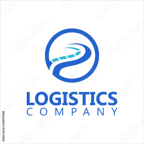 Business logo logistic icon simple road vector in circle frame