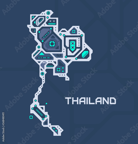Obraz na plátně Abstract futuristic map of Thailand