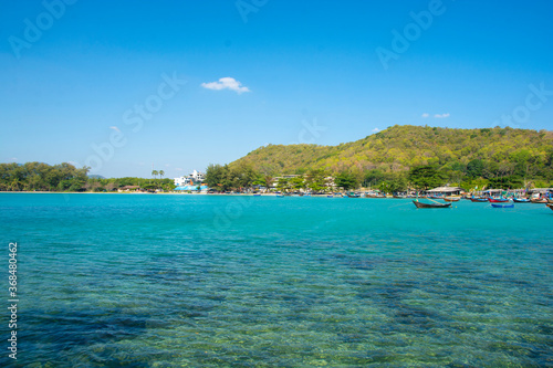 Beautiful seascape with mountian background and bluesky