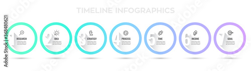 Vector Infographic design with 7 options or steps. Infographics for business concept. Can be used for presentations banner, workflow layout, process diagram, flow chart, info graph
