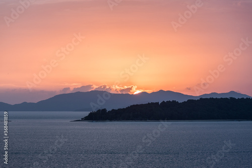 Orange lines on the Sunrise sky , thailand