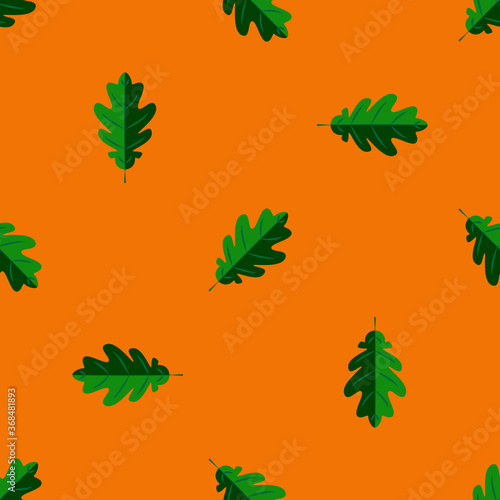 vector repeating seamless pattern with green oak leaves