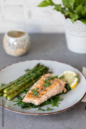 grilled salmon with green asparagus