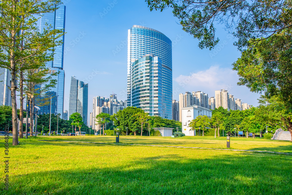 Obraz premium CBD architecture and urban ecological environment in Zhujiang New Town, Guangzhou, China