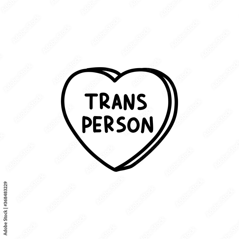 trans person heart doodle icon, vector line illustration trans person heart doodle icon, vector line illustration