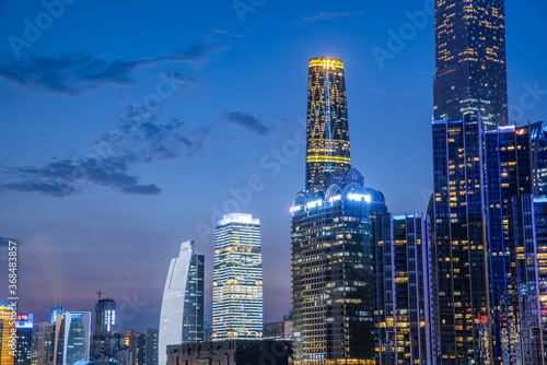 Night view of CBD buildings in Zhujiang New Town  Guangzhou  China