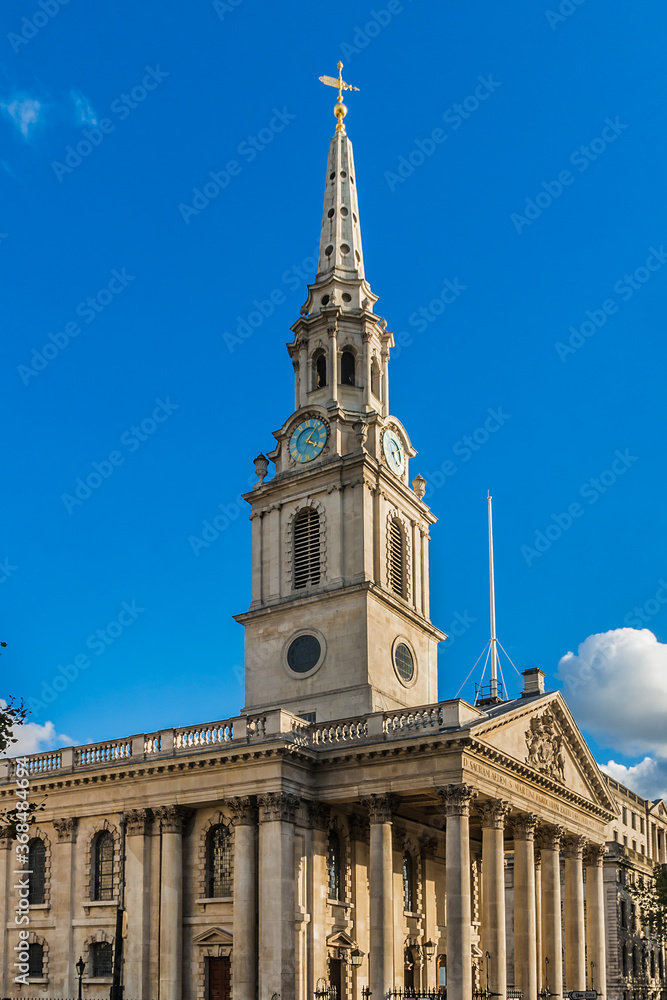 St Martin-in-the-Fields Church (1724) - English Anglican church at Trafalgar Square. City of Westminster, London, England.