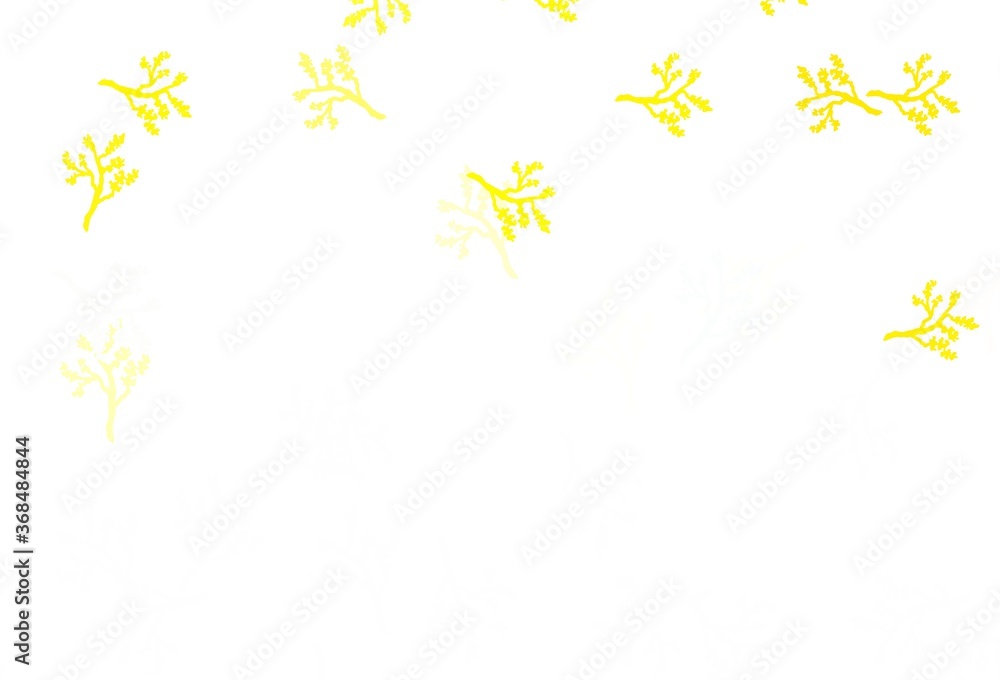 Light Yellow vector doodle template with branches. Light Yellow vector doodle template with branches.